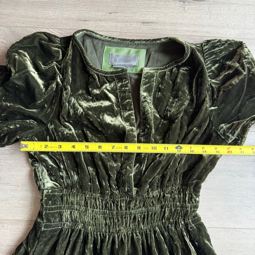 Anthropologie The Somerset Maxi Dress: Velvet Edition Dark Green - size XS - Picture 3 of 13